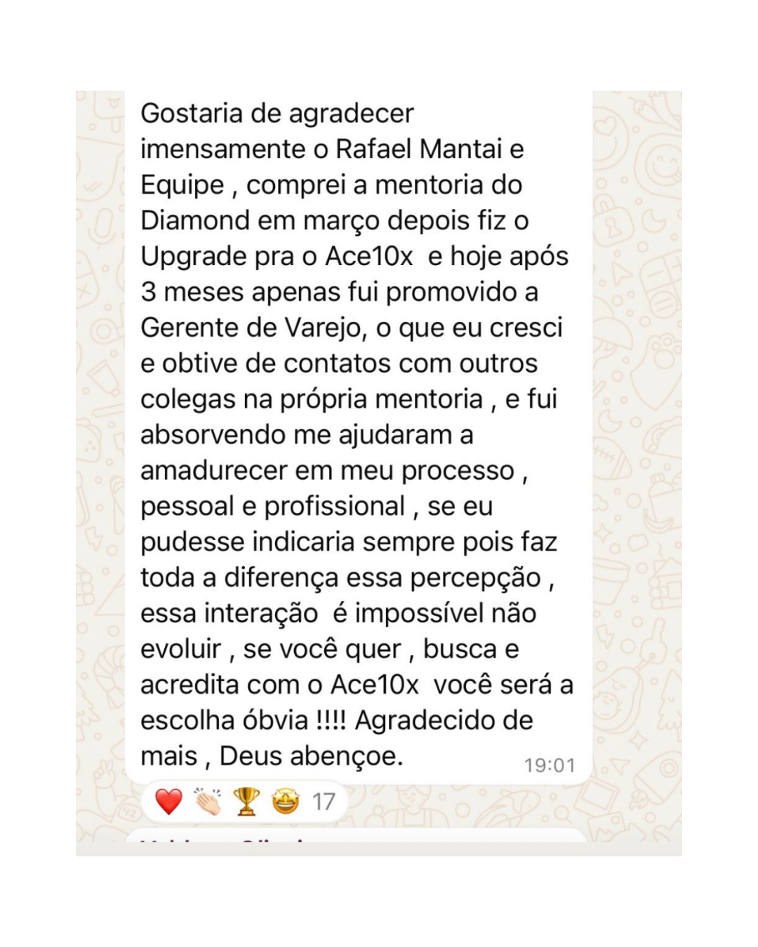 Depoimento de aluno