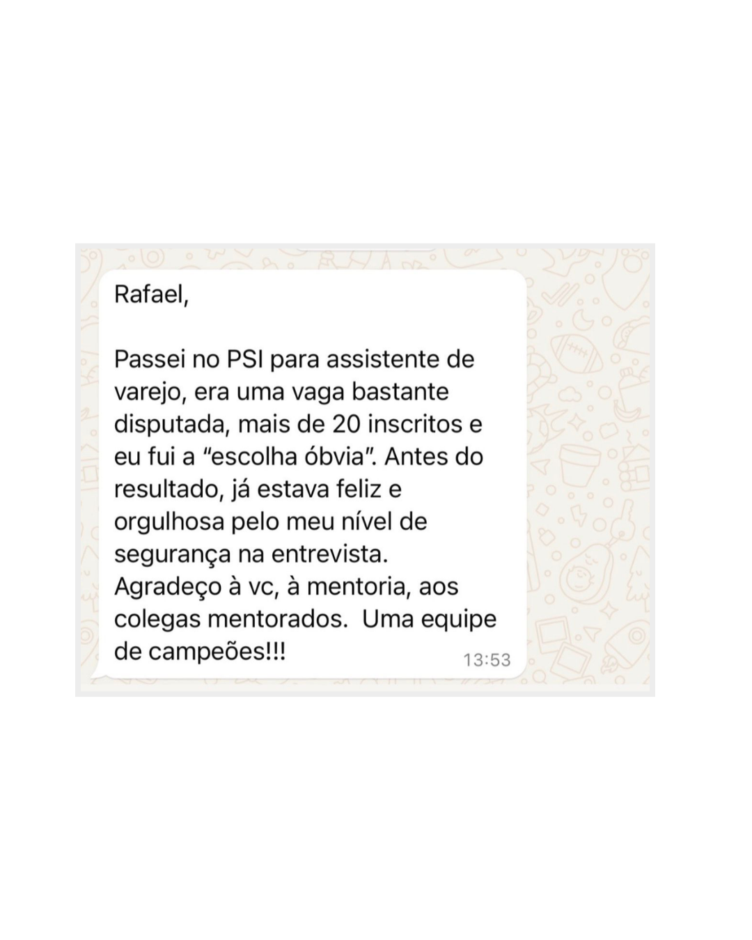 Depoimento de aluno